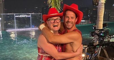 Fans swoon over Jamie Redknapp as he 'twins' with Alan Carr in tiny hot pants