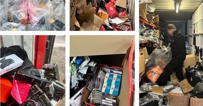 Cops responded to a break in and found ten tonnes of fake goods and a huge stash of illegal medicines