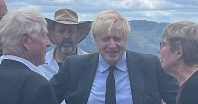 Former British PM Boris Johnson pays his respects to Scone's Mark Heanly at emotional funeral