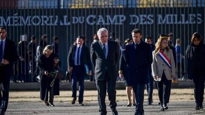 Anti-Semitism, xenophobia on the rise warns Macron on visit to French camp