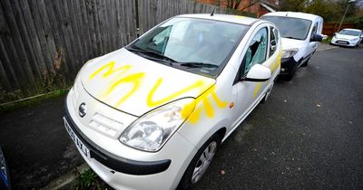 Mum and son 'traumatised' after Nissan spray painted with 'MOVE' in parking row