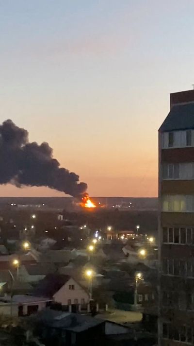 Drone strikes oil tank at airfield in Russia's Kursk region