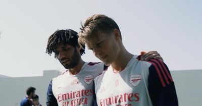 Arsenal footage 'leaks' team news and what Mohamed Elneny did to Martin Odegaard after training