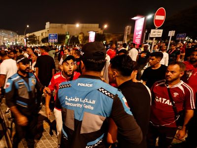 Riot police deployed outside stadium for Morocco v Spain game