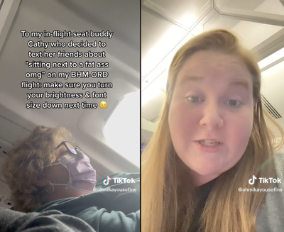 Woman calls out plane passenger for sending a rude text about her weight