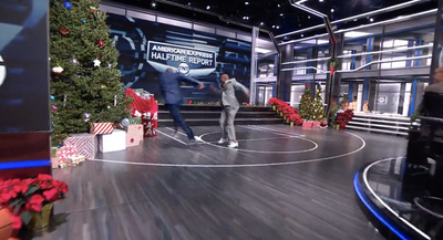 Kenny Smith decked Shaq into a Christmas tree on the NBA on TNT set and fans loved it