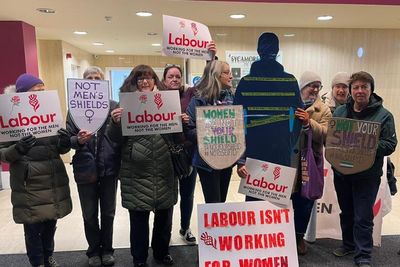 Gender reform protesters demonstrate inside Scottish Labour building