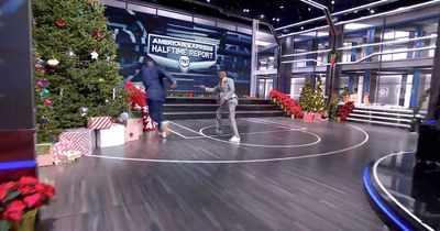 NBA icon Shaquille O'Neal pushed into Christmas tree in studio live on air