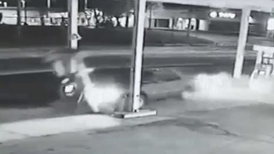 Gas Station Burnout Leads To Actual Flames As Driver Crashes Into Pump