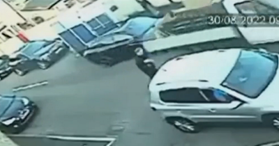 Shocking footage shows drug-fuelled man battering his van against police car