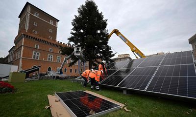 Rome’s solar-powered Christmas tree lights spark row over ‘ugly’ panels