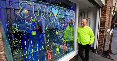 Eurovision superfan transforms salon window into colourful artwork