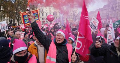 Thousands of striking Royal Mail workers gather outside Parliament in huge demonstration