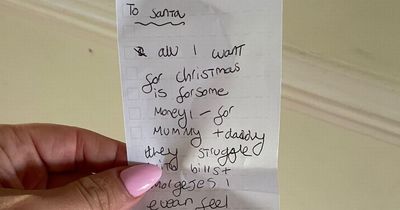 Girl asks Santa to 'bring money for mum and dad's mortgage' in heartbreaking letter