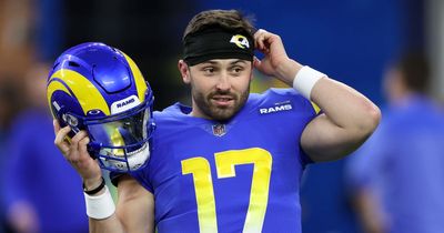 Baker Mayfield says "I'm home" in emotional scenes inside Los Angeles Rams dressing room