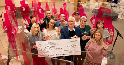 Mum, 40, living with incurable cancer in emotional cheque handover to charity