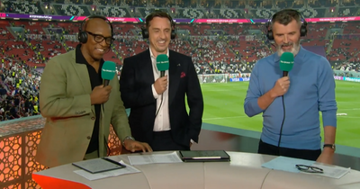 Roy Keane has Gary Neville and Ian Wright in fits of laughter as he talks through his topless celebration