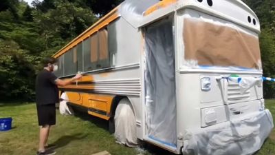 Time Lapse Video Shows Old School Bus Tranform Into Raised-Roof RV
