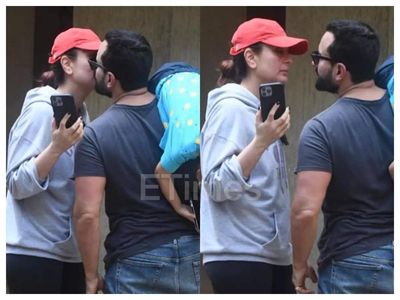 Kareena Kapoor Khan bidding husband Saif Ali Khan goodbye with a kiss under her building is all things love - See photos
