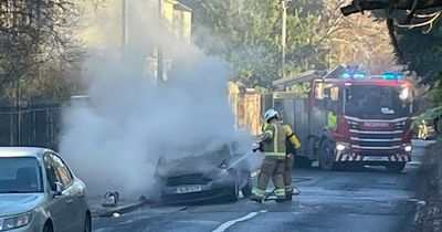 Edinburgh firefighters race to quiet residential area after car bursts into flames