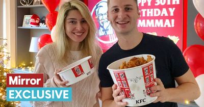 Man throws epic KFC party for girlfriend - with gravy fountain and a chicken bouquet