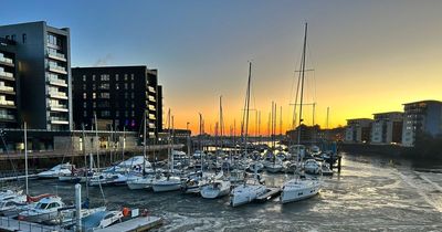 River Ely freezes over in Cardiff Bay as cold snap hits