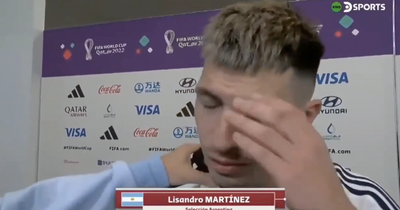 Man Utd star Lisandro Martinez struggles to hold back tears as he makes World Cup dedication