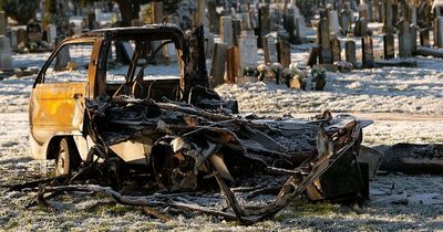Burnt out van dumped in Lambhill cemetery causes upset for mourners