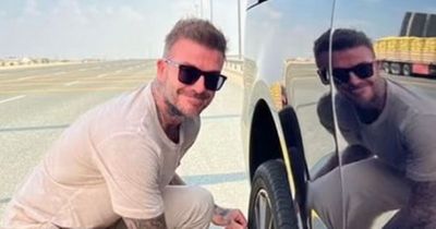 David Beckham forced to change tyre in designer clothes - "not everyday is perfect"