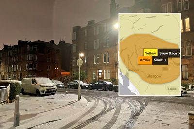 Amber warning issued as heavy snow causes disruption in central Scotland