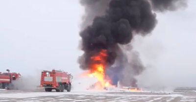 Russian helicopter explodes into flames with three feared dead in dramatic fireball