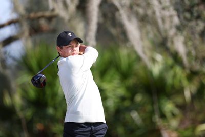 Charlie Woods rolled his ankle warming up for Friday’s round at the PNC Championship