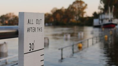 Historic Renmark flood gauge, 'all out after this' warning recreated as Murray River heads towards peak