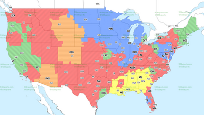 TV broadcast map for Bears vs. Eagles in Week 15