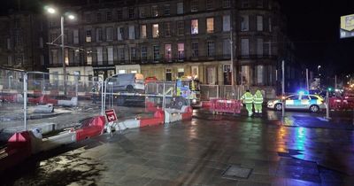 Edinburgh driver crashes into tramworks as police rush to late night collision