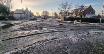 Busy Nottinghamshire road becomes 'ice rink' due to burst water pipe