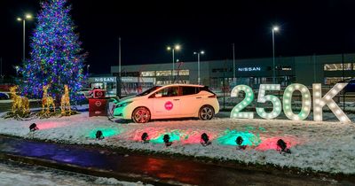 Nissan marks its 250,000th Leaf electric car with festive lights display