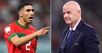 Morocco star Achraf Hakimi confronted FIFA president Gianni Infantino after Croatia loss