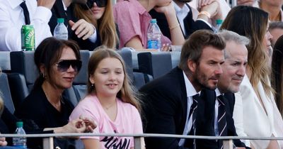 Victoria Beckham says daughter Harper is 'embarrassed' by David at school