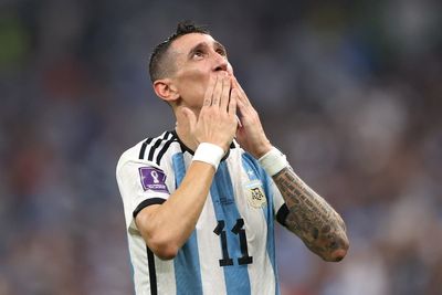 Angel Di Maria in tears after scoring for Argentina in World Cup final against France