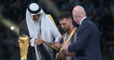 Lionel Messi forced to cover Argentina shirt to lift World Cup trophy as Gary Lineker rages