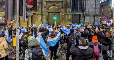Argentina fans gather in Edinburgh to celebrate after spectacular world cup win