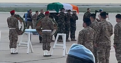 Body of Irish UN peacekeeper Sean Rooney leaves Beirut for Ireland as his fiancé pays touching tribute