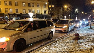 ‘Let’s get out there and celebrate!’ First night of Hanukkah marked with car parade, grand menorah lighting