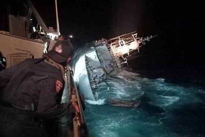 Navy ship sinks in storm, 31 sailors missing
