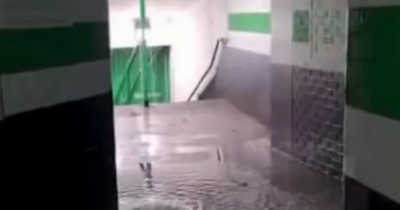 Celtic Park hit with flooding as video shows water pouring into stadium