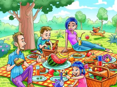 Only a genius can find the ice cream in this picnic spread