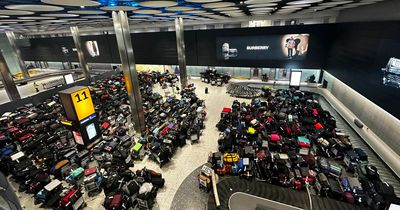 Brits stuck in Heathrow 'nightmare' with huge queues and mountains of bags piling up