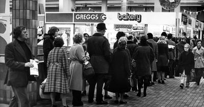 Greggs in Newcastle's Greenmarket in 1977 - today the brand is a nationwide institution