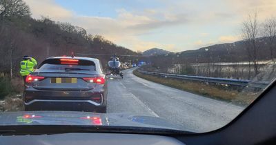 Woman airlifted to hospital after horror crash on busy Highlands road